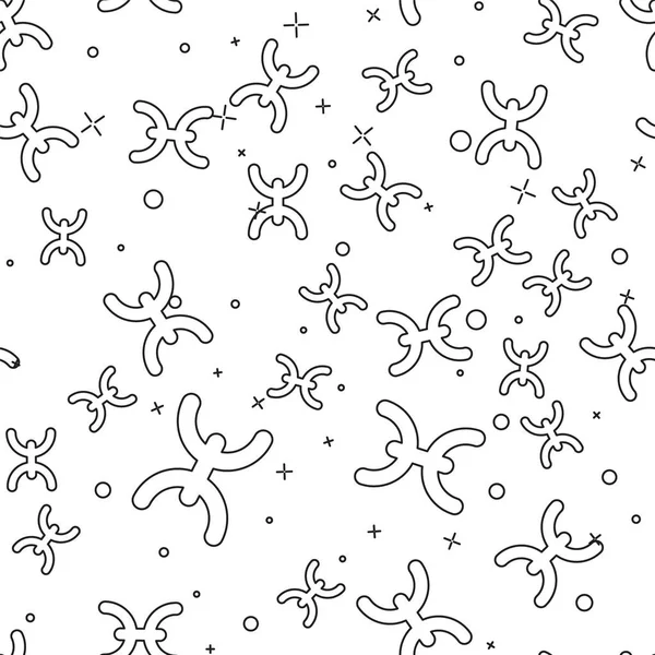 Black line Pisces zodiac sign icon isolated seamless pattern on white background. Astrological horoscope collection. Vector Illustration — Stock Vector