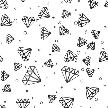 Siyah çizgi simgesi, beyaz arka planda kusursuz deseni izole etti. Mücevher sembolü. Mücevher taşı. Vektör İllüstrasyonu