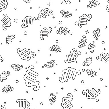 Siyah çizgi başak burcu simgesi beyaz arka planda izole edilmiş kusursuz desen. Astrolojik yıldız falı koleksiyonu. Vektör İllüstrasyonu