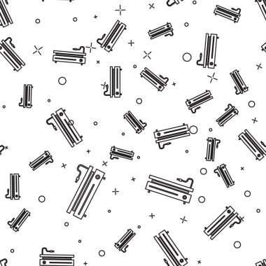 Siyah çizgi video oyun konsolu simgesi beyaz arkaplanda izole edilmiş pürüzsüz desen. Vektör İllüstrasyonu