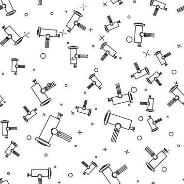 Siyah çizgi Teleskop simgesi beyaz arkaplanda izole edilmiş kusursuz desen. Bilimsel bir alet. Eğitim ve astronomi elementi, dürbün ve çalışma yıldızları. Vektör İllüstrasyonu