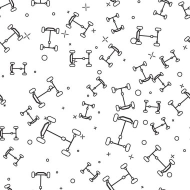 Siyah çizgi Chassis araba simgesi beyaz arka planda izole edilmiş. Vektör İllüstrasyonu