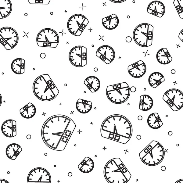 Black line Speedometer icon isolated seamless pattern on white background. Vector Illustration — 스톡 벡터