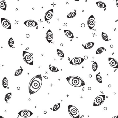 Viral, bakteriyel ya da alerjik konjonktivit ikonu nedeniyle siyah çizgi kırmızımsı göz beyaz arka planda izole edilmiş. Vektör İllüstrasyonu