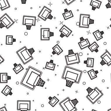 Siyah çizgi basketbol arka tahtası ikonu beyaz arka planda izole edilmiş pürüzsüz desen. Vektör İllüstrasyonu