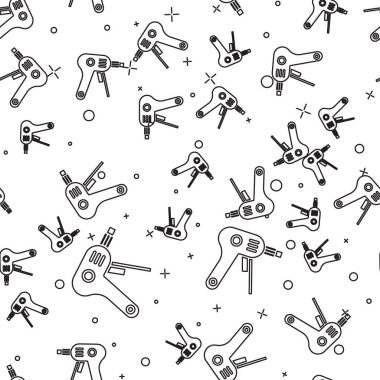 Siyah çizgi elektrikli sıcak yapıştırıcı tabancası ikonu beyaz arka planda izole edilmiş pürüzsüz desen. Sıcak tabanca yapıştırıcısı. Sıcak tamir aletleri silikon. Vektör İllüstrasyonu