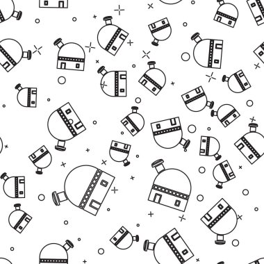 Siyah çizgi Astronomik Gözlemevi simgesi beyaz arkaplanda izole edilmiş kusursuz desen. Vektör İllüstrasyonu