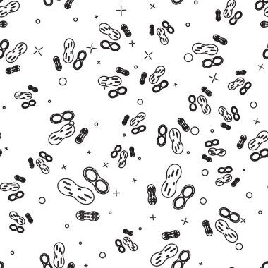 Siyah çizgi Peanut simgesi beyaz arkaplanda izole edilmiş kusursuz desen. Vektör İllüstrasyonu