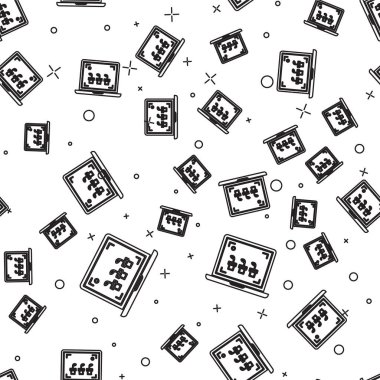 Siyah çizgi Akıllı tarım teknolojisi - tarım otomasyon sistemi simgesi beyaz arka planda izole edilmiş pürüzsüz desen. Vektör İllüstrasyonu