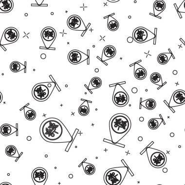 Siyah çizgi konumu ve ağaç simgesi beyaz arkaplanda izole edilmiş kusursuz desen. Vektör İllüstrasyonu