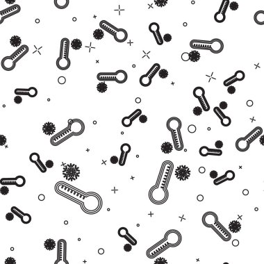 Siyah çizgi Meteoroloji termometresi ısıyı ve soğuk ikonu ölçüyor. Beyaz arka planda izole edilmiş pürüzsüz desen. Termometre termometresi sıcak ya da soğuk hava gösteriyor. Vektör İllüstrasyonu