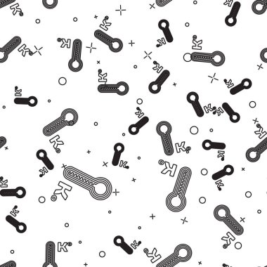 Siyah çizgi Meteoroloji termometresi ısıyı ve soğuk ikonu ölçüyor. Beyaz arka planda izole edilmiş pürüzsüz desen. Sıcaklık Kelvin. Vektör İllüstrasyonu