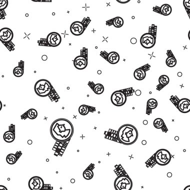 Oyun simgesi için siyah çizgi madeni para beyaz arkaplanda izole edilmiş pürüzsüz desen. Vektör İllüstrasyonu