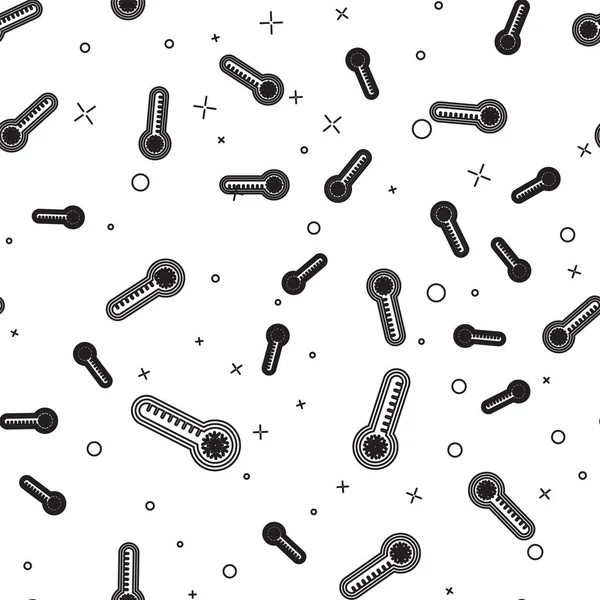 Siyah çizgi Meteoroloji termometresi ısıyı ve soğuk ikonu ölçüyor. Beyaz arka planda izole edilmiş pürüzsüz desen. Termometre termometresi sıcak ya da soğuk hava gösteriyor. Vektör İllüstrasyonu