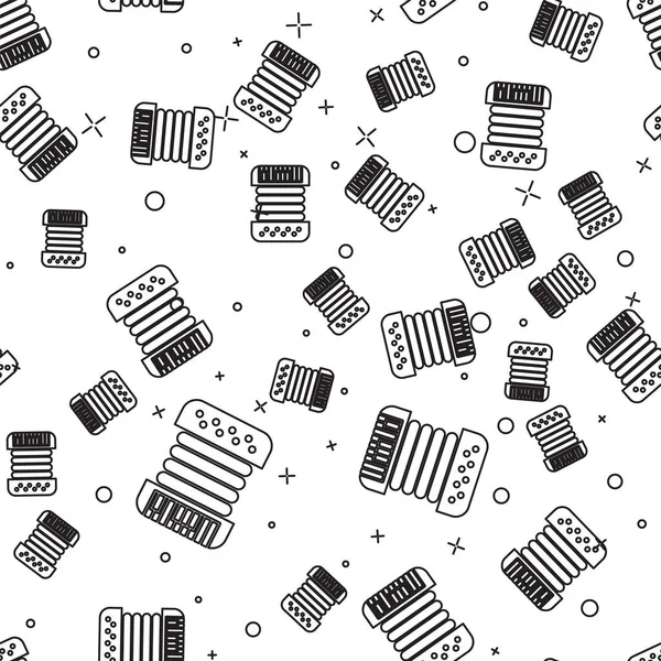 Ligne noire Icône accordéon instrument de musique motif isolé sans couture sur fond blanc. Baïonnette classique, harmonique. Illustration vectorielle — Image vectorielle