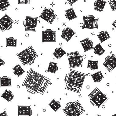 Siyah çizgi kumar makinesi simgesi beyaz arkaplanda izole edilmiş pürüzsüz desen. Vektör İllüstrasyonu