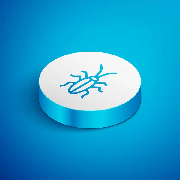 Isometric line Cockroach icon isolated on blue background. White circle button. Vector Illustration — Stock Vector