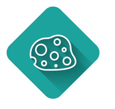 Asteroid simgesi uzun gölgeli beyaz çizgi. Yeşil kare düğmesi. Vektör İllüstrasyonu