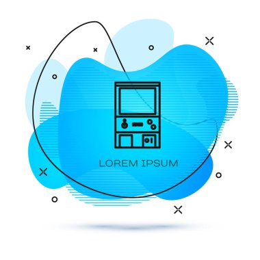 Çizgi Retro oyun makinesi simgesi beyaz arkaplanda izole edildi. Sıvı şekilli soyut pankart. Vektör İllüstrasyonu