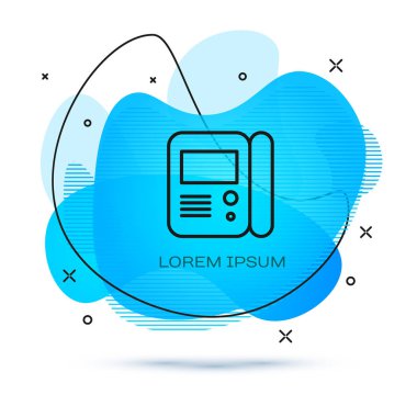 Line House dahili iletişim sistemi simgesi beyaz arkaplanda izole edildi. Sıvı şekilli soyut pankart. Vektör İllüstrasyonu