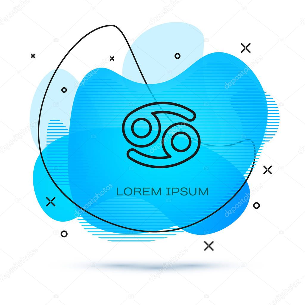 Line Cancer zodiac sign icon isolated on white background. Astrological horoscope collection. Abstract banner with liquid shapes. Vector Illustration
