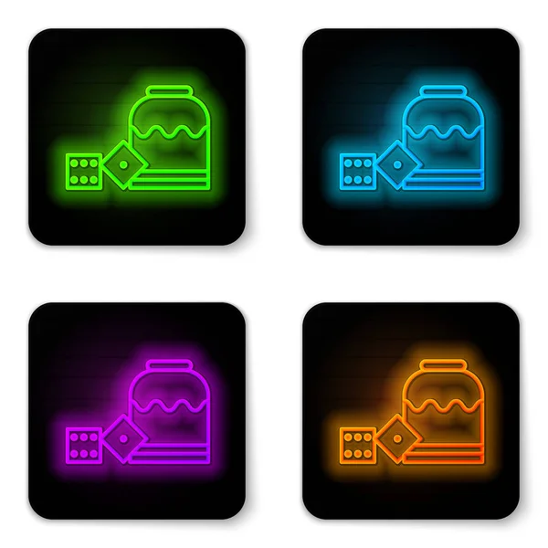 Glowing neon line Pirate game dice icon isolated on white background. Casino gambling. Black square button. Vector Illustration — Stock Vector
