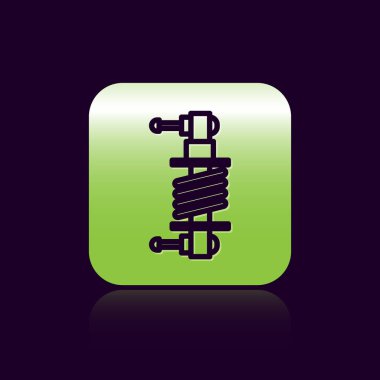 Siyah çizgi emici simgesi siyah arkaplanda izole edildi. Yeşil kare düğmesi. Vektör İllüstrasyonu