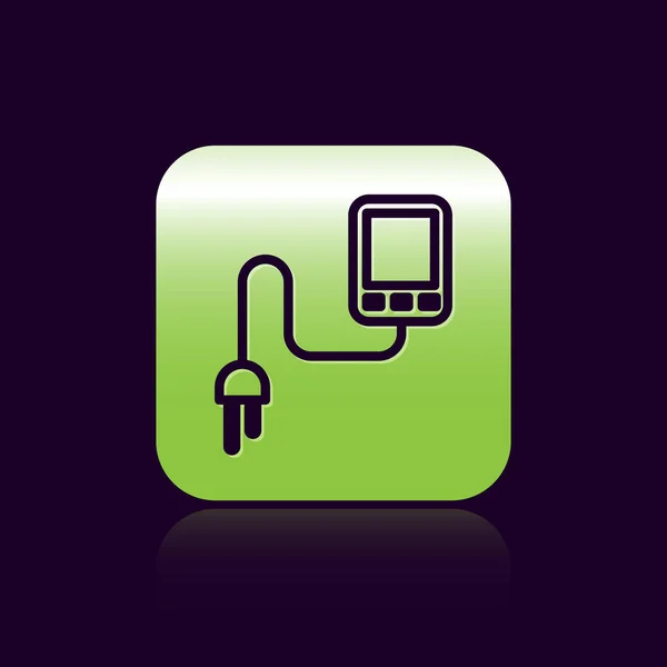 Black Line Sensor Icon isoliert auf schwarzem Hintergrund. grüne quadratische Taste. Vektorillustration — Stockvektor