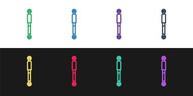 Siyah ve beyaz arkaplanda izole edilmiş şok emici simgesini ayarla. Vektör İllüstrasyonu