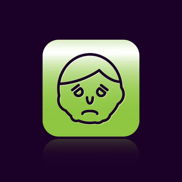 Schwarze Linie Entzündung im Gesicht Symbol isoliert auf schwarzem Hintergrund. grüne quadratische Taste. Vektorillustration — Stockvektor