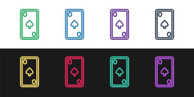 Siyah beyaz arkaplanda izole edilmiş elmas sembollü oyun kartı. Kumarhane kumarı. Vektör İllüstrasyonu