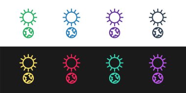 Gündönümü simgesini siyah ve beyaz arkaplanda izole et. Vektör İllüstrasyonu