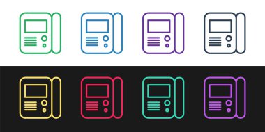 House dahili iletişim sistemi simgesini siyah ve beyaz arkaplanda izole et. Vektör İllüstrasyonu