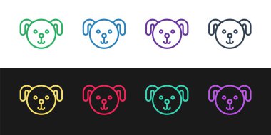 Köpek burcu simgesini siyah beyaz arkaplanda izole et. Astrolojik yıldız falı koleksiyonu. Vektör İllüstrasyonu