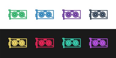 Görüntü kartı simgesini siyah ve beyaz arkaplanda izole et. Vektör İllüstrasyonu