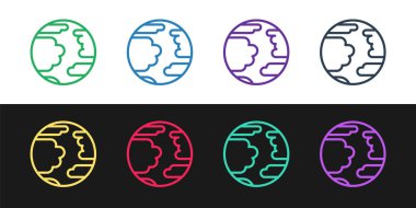 Gezegen Merkür simgesini siyah beyaz arkaplanda izole et. Vektör İllüstrasyonu