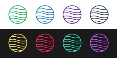 Jüpiter Gezegeni simgesini siyah beyaz arkaplanda izole et. Vektör İllüstrasyonu