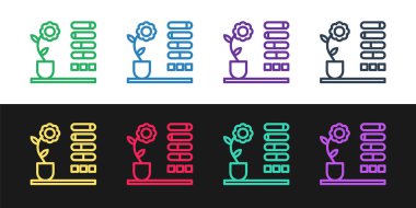 Çiçek durum simgesini siyah ve beyaz arkaplanda izole et. Vektör İllüstrasyonu