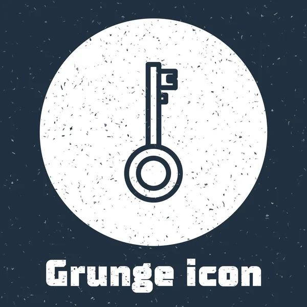 Línea Grunge Icono clave pirata aislado sobre fondo gris. Dibujo vintage monocromo. Ilustración vectorial — Vector de stock