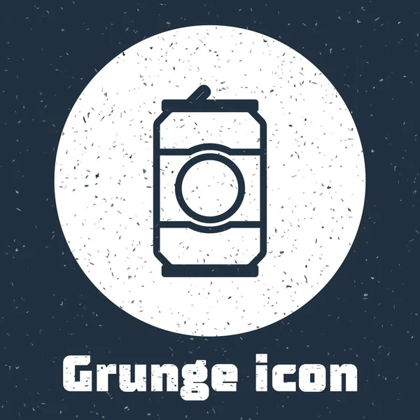 Línea Grunge Cerveza puede icono aislado sobre fondo gris. Dibujo vintage monocromo. Ilustración vectorial — Vector de stock