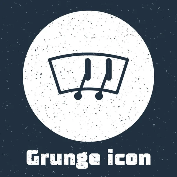 Grunge ligne Essuie-glace icône isolée sur fond gris. Dessin vintage monochrome. Illustration vectorielle — Image vectorielle