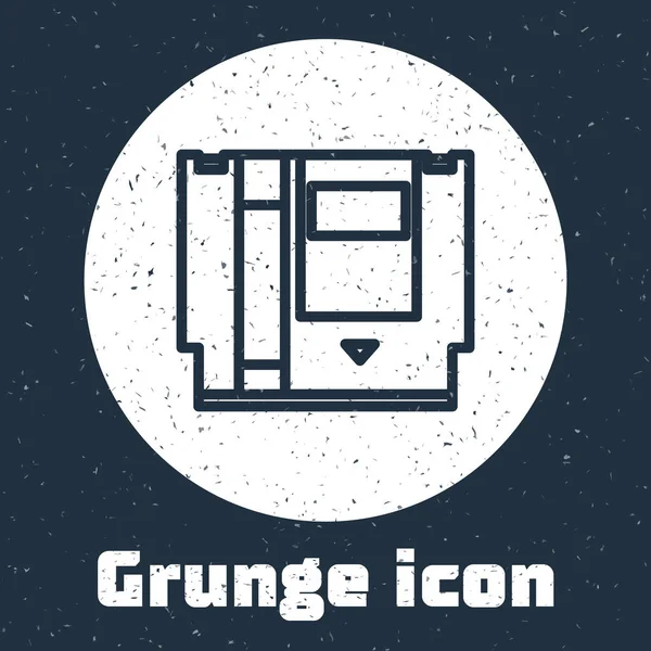 Grunge line Cartouche pour console de jeu rétro icône isolée sur fond gris. Cartouche TV Game. Dessin vintage monochrome. Illustration vectorielle — Image vectorielle