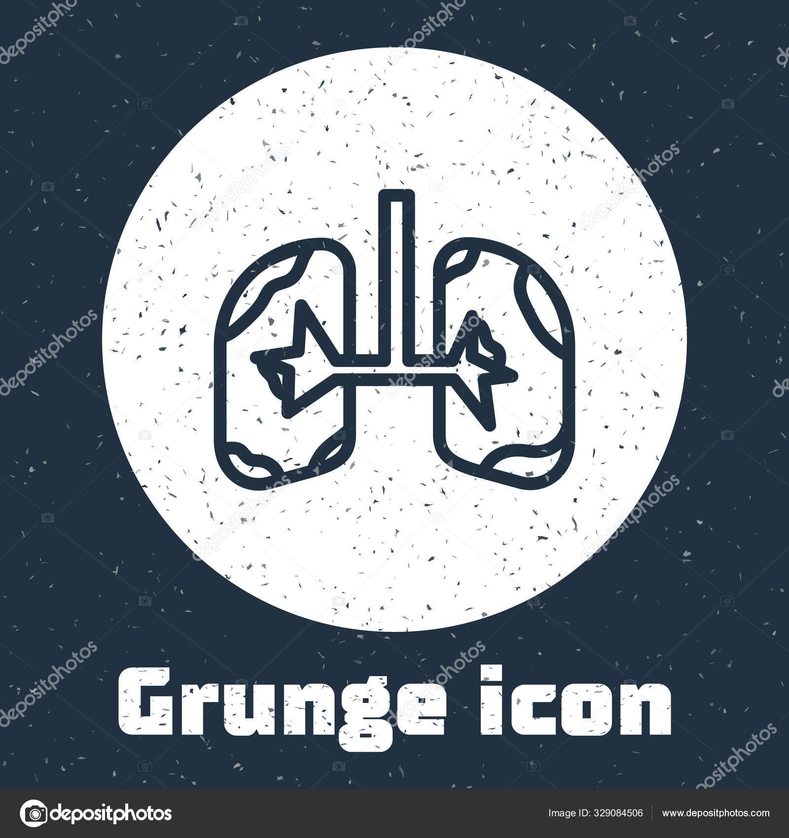 Grunge Line Lungs图标在灰色背景下隔离 单色复古绘画 病媒图解 图库矢量图像 C Vectorvalera Gmail Com