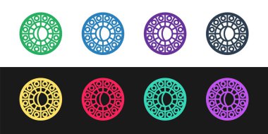 Siyah ve beyaz arka planda zodyak ikonu olan astroloji burç çemberi oluşturun. Vektör İllüstrasyonu