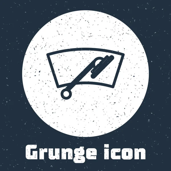 Grunge line Ruitenwisser pictogram geïsoleerd op grijze achtergrond. Monochrome vintage tekening. Vector Illustratie — Stockvector