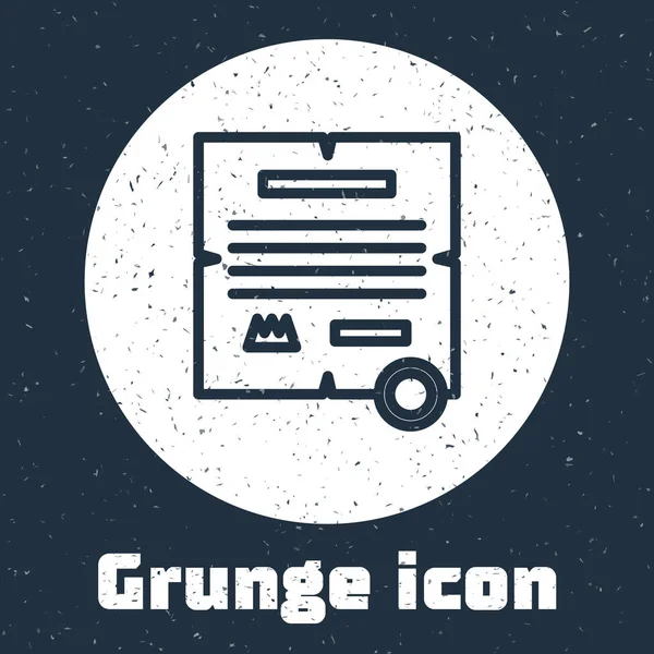 Grunge line Decree, paper, parchment, scroll icon icon isolated on grey background. Monochrome vintage drawing. Vector Illustration — 스톡 벡터