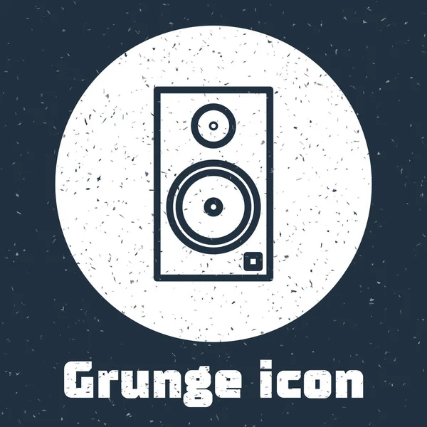 Grunge line Stereo speaker icon isolated on grey background. Sound system speakers. Music icon. Musical column speaker bass equipment. Monochrome vintage drawing. Vector Illustration — Stock Vector