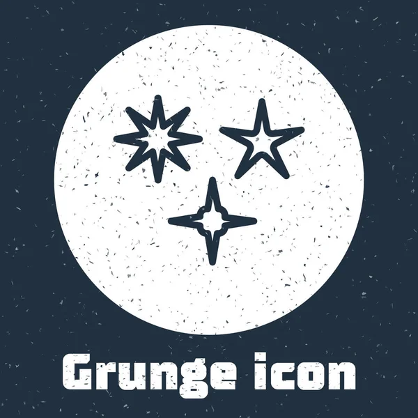 Grunge line Ícone de estrela caindo isolado em fundo cinza. Meteoróide, meteorito, cometa, asteróide, ícone estelar. Desenho vintage monocromático. Ilustração vetorial — Vetor de Stock