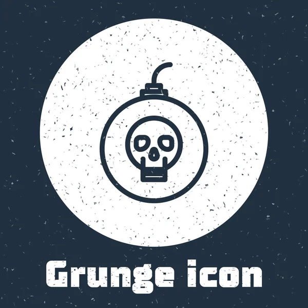 Grunge line Bomb ready to explode icon isolated on grey background. Happy Halloween party. Monochrome vintage drawing. Vector Illustration — 스톡 벡터