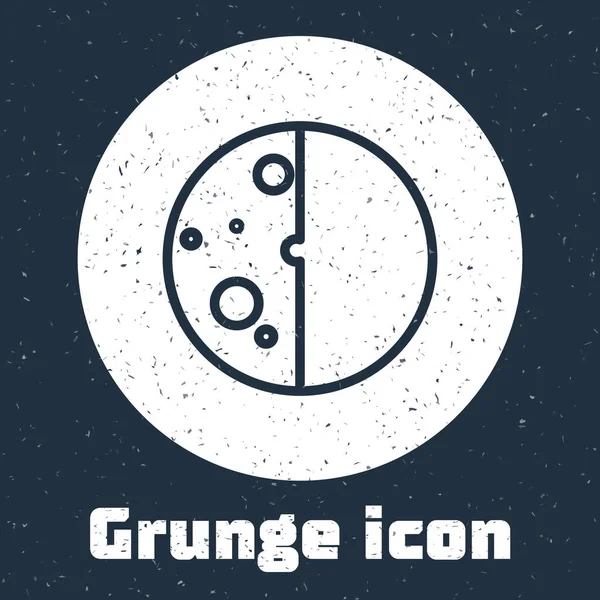 Grunge Line Eclipse des Sonnensymbols isoliert auf grauem Hintergrund. totale Sonarfinsternis. Monochrome Vintage-Zeichnung. Vektorillustration — Stockvektor